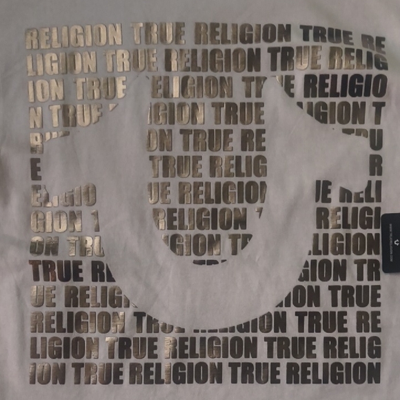 True Religion White Tee with Gold Accents - Picture 1 of 3
